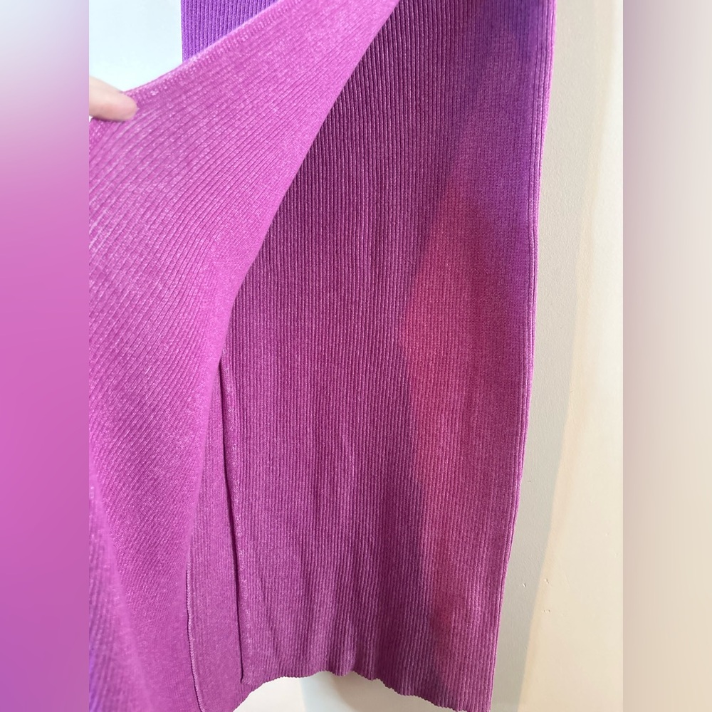 Free People Magenta Borderline Ribbed Knit Wrap Midi Skirt NWOT - Picture 4 of 8